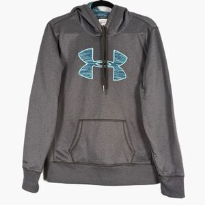Under Armour ColdGear Storm Hoodie Womens M Gray Loose Fleece Lined Logo